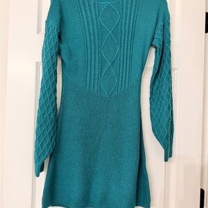 abercrombie kids Teal Cable Knit Long Sleeve Dress